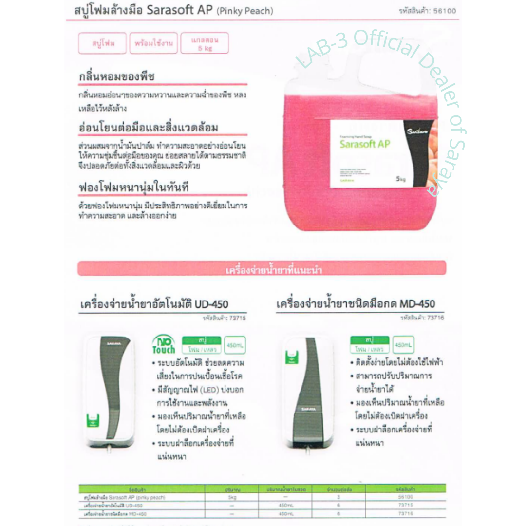 SARAYA สบู่โฟมล้างมือขจัดแบคทีเรีย Shavonet AP ขนาด 5 ลิตร กลิ่นพิงกี้พีซ แถมฟรี หัวจ่ายสำหรับน้ำยา 1 อัน 5 L.