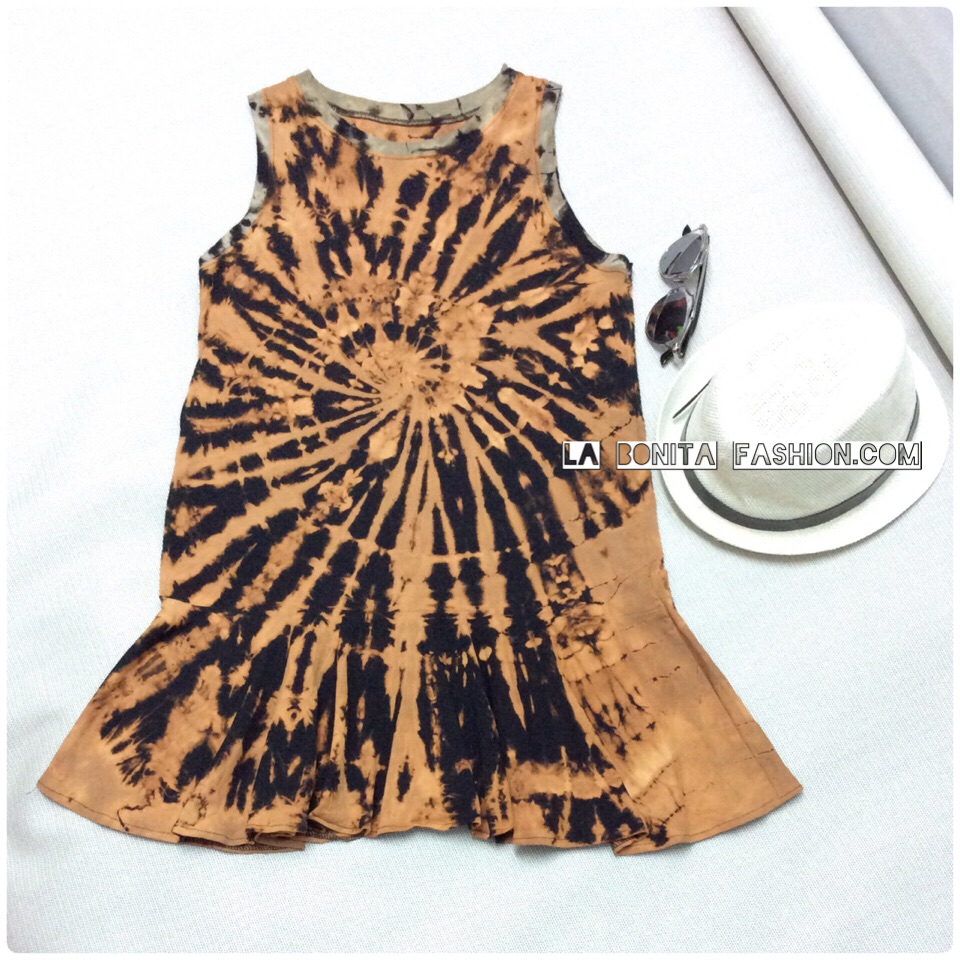 New!!!! เดรสผ้ายืดชายระบาย ลายผ้ามัดย้อม ผ้าลายสวยแปลกตา ผ้ายืดเนื้อดี เนื้อผ้านุ่มยืดหยุ่นดีค่ะ