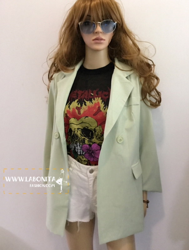 เสื้อสูทเกาหลี สีเขียวมิ้น