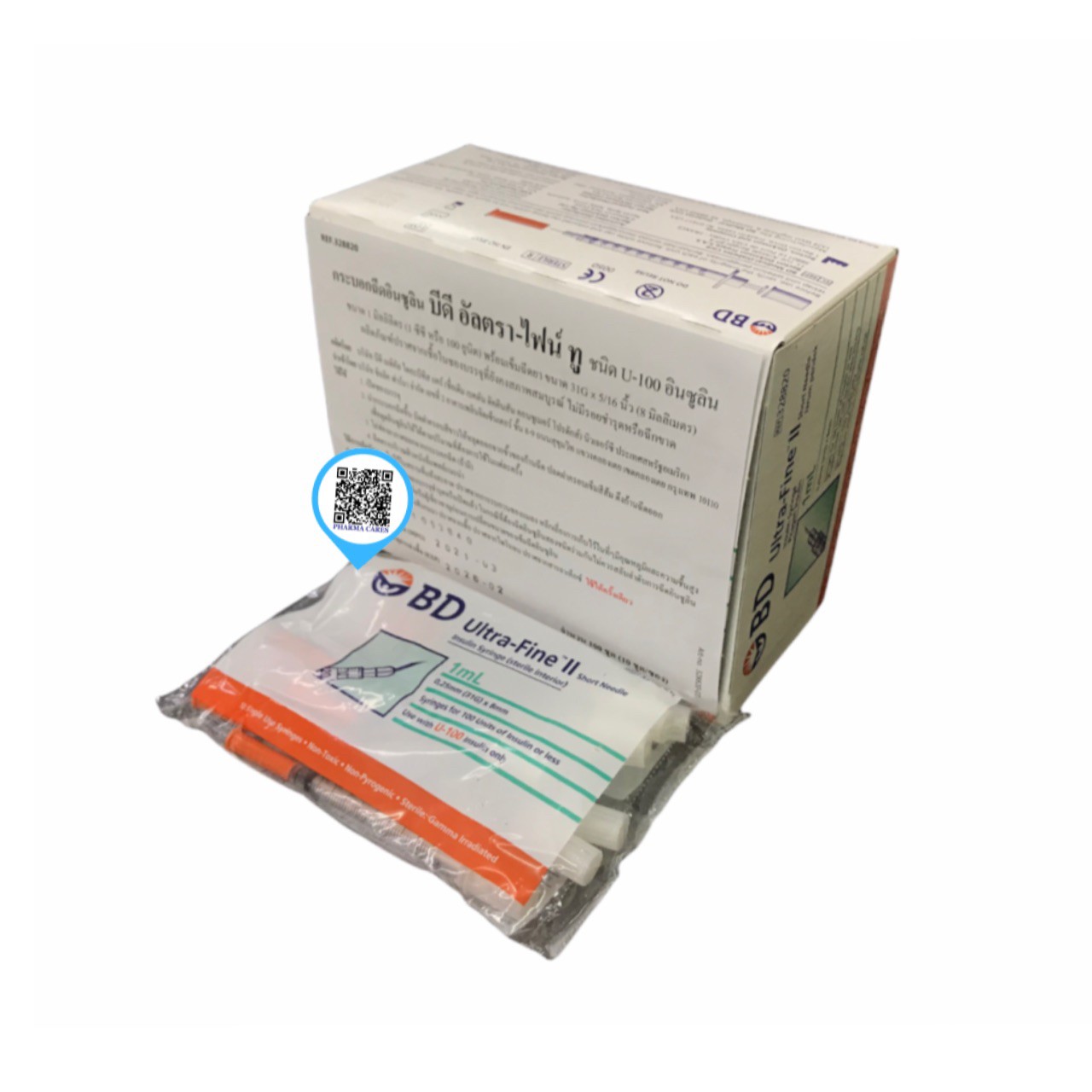 ยกกล่อง BU Ultra-Fine Insulin U-100 Syringe 1ml. + 31G x 8 mm. (แพ็ค10ชิ้น) ส่งฟรี