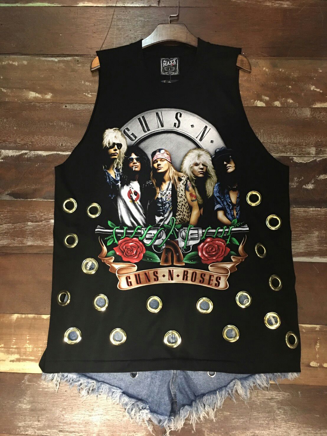 เสื้อวง guns rose 🥀 เสื้อยืดสีดำแขนกุดสกีน3D