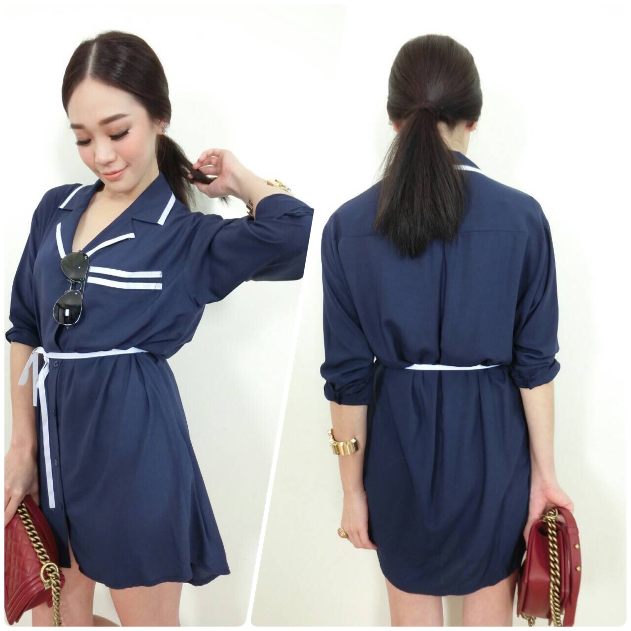 เดรสเชิ้ต เดรสทำงาน ชุดเดรสแฟชั่นสวยผ้าดี