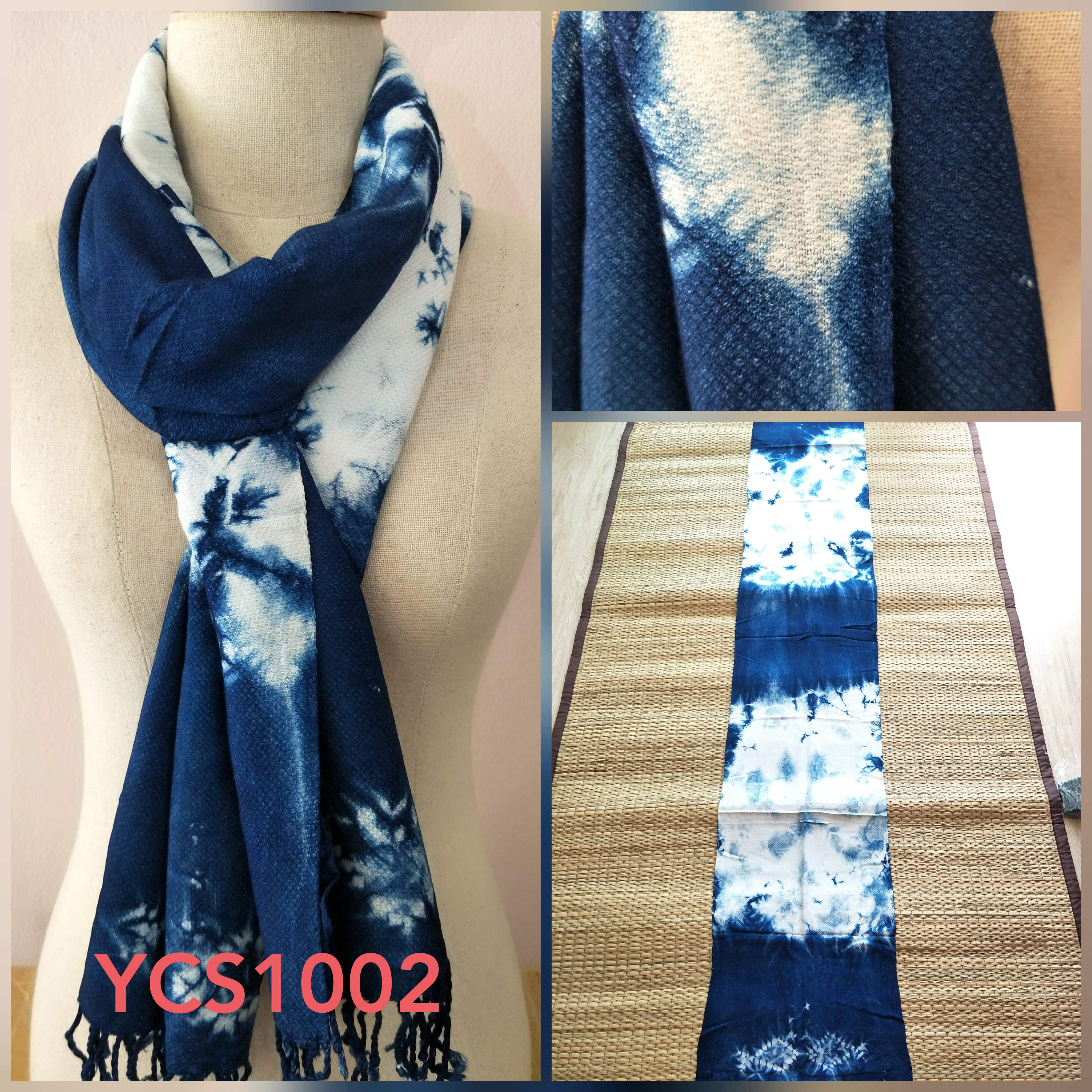 ผ้าพันคอย้อมคราม ออร์แกนิค ทอมือ Thai Indigo Hand-woven Shawls