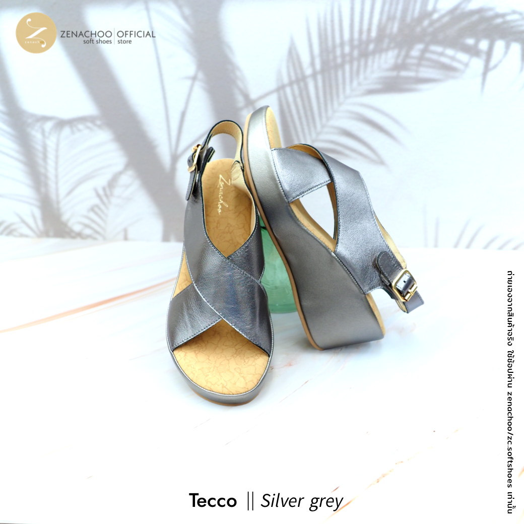 ทรงปกติ เปลี่ยนไซส์ได้-ไม่รับคืน Zenachoo รองเท้าสุขภาพ รุ่น Tecco สูง 2.5 นิ้ว ส้นเตารีด หนังแท้ พื้นนิ่มมาก