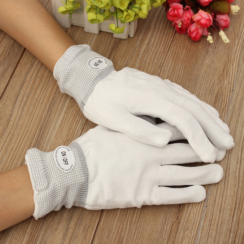 ถุงมือเรืองแสง ไฟกระพริบ 8 โหมด ถุงมือโครงกระดูก