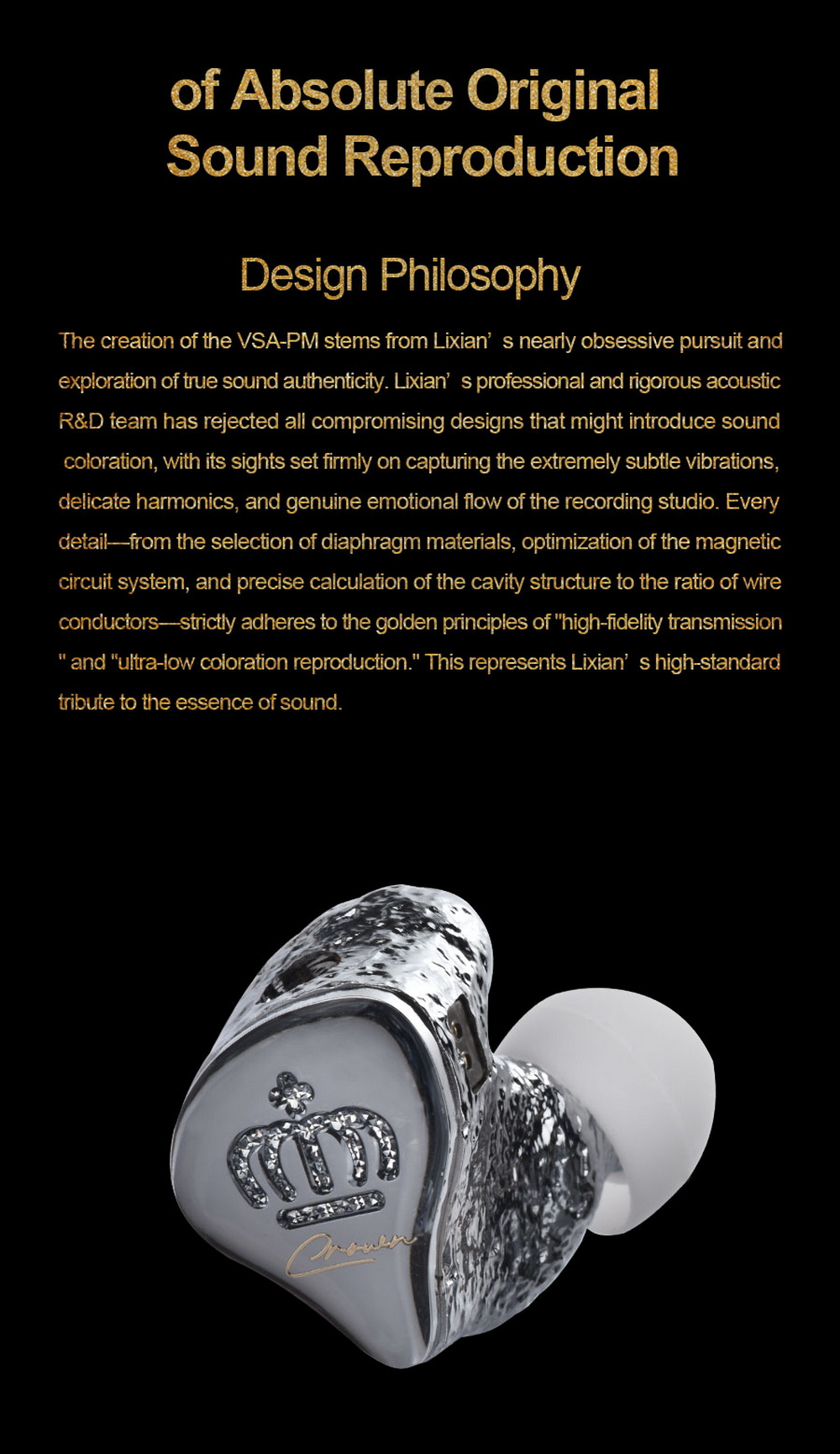 Ear Acoustic Audio VSA-PM Crown หูฟัง IEMs ไดรเวอร์ Planar แบบสามช่องแม่เหล็ก ไดอะแฟรมอะลูมิเนียม ประกันศูนย์ไทย