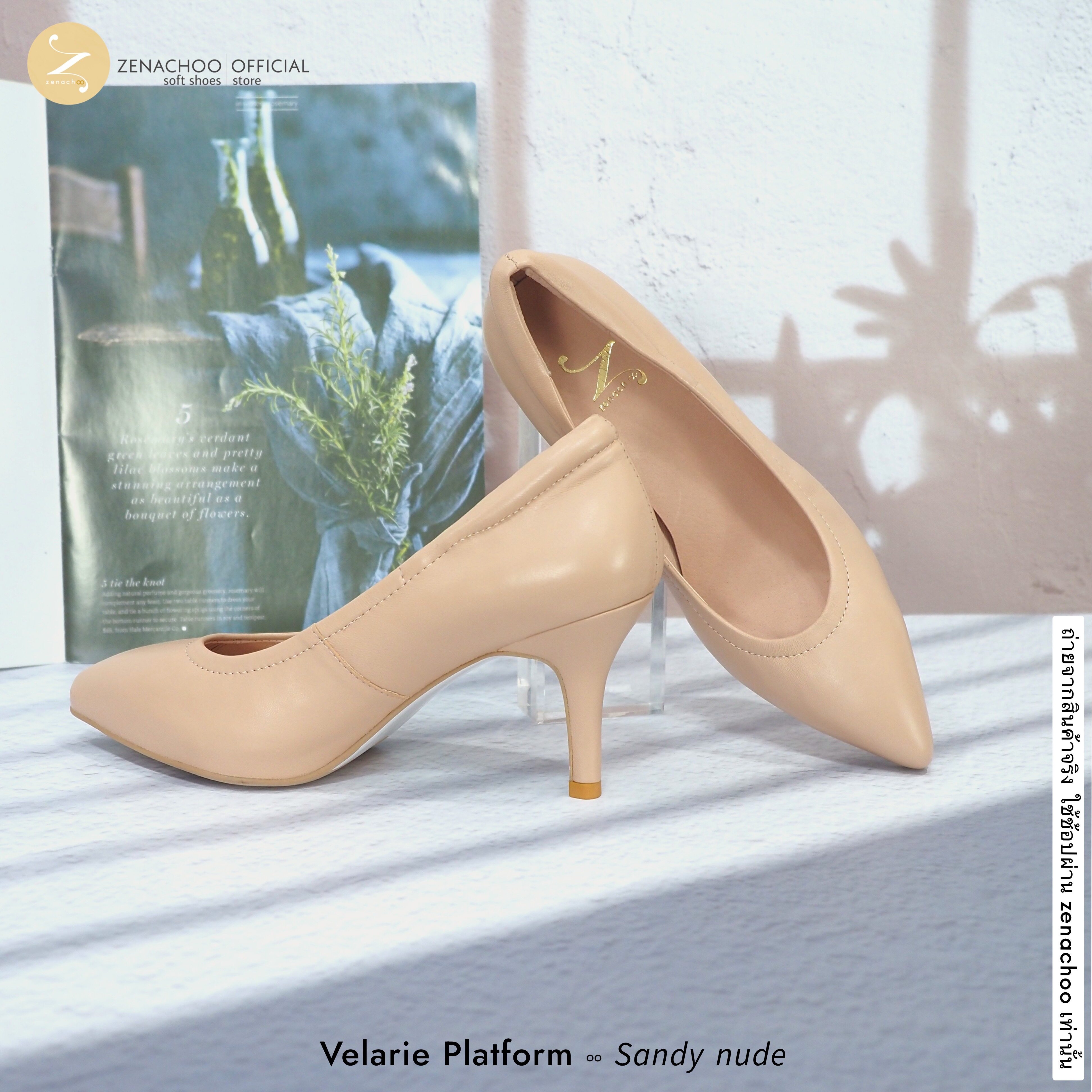 ทรงปกติ เปลี่ยนไซส์ได้-ไม่รับคืน Zenachoo รุ่น Velarie Platform สูง 3.5นิ้ว เสริมด้านหน้า 2ซม. หนังแกะแท้ หน้ากว้างไม่บีบเท้า หนังนิ่มมาก