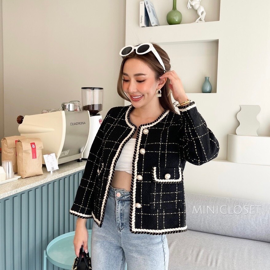 เสื้อคลุมผ้าทวีต เสื้อทวีตสไตล์ชาแนล เสื้อคลุมเรียบหรูดูแพง