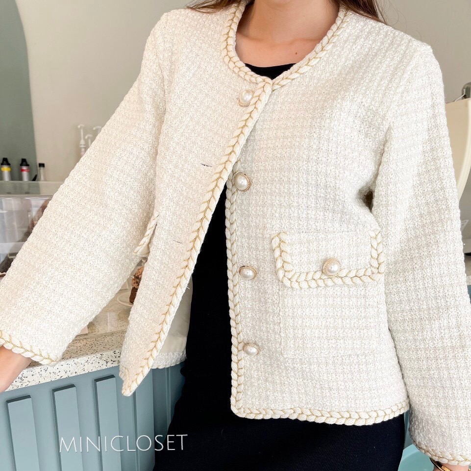 เสื้อคลุมผ้าทวีต เสื้อทวีตสไตล์ชาแนล เสื้อคลุมเรียบหรูดูแพง