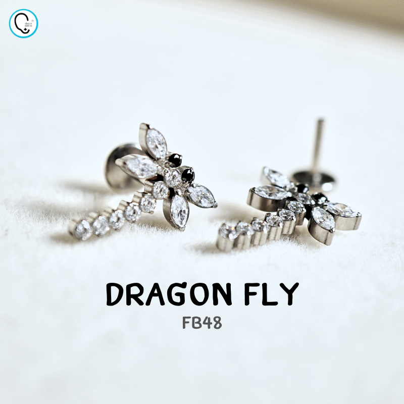 ต่างหูไทเทเนียม 100% แป้นแบนขันน็อต สำหรับผิวแพ้ง่าย ใส่สบายเรียบหลังหู รหัส FB (ราคา/ข้าง)