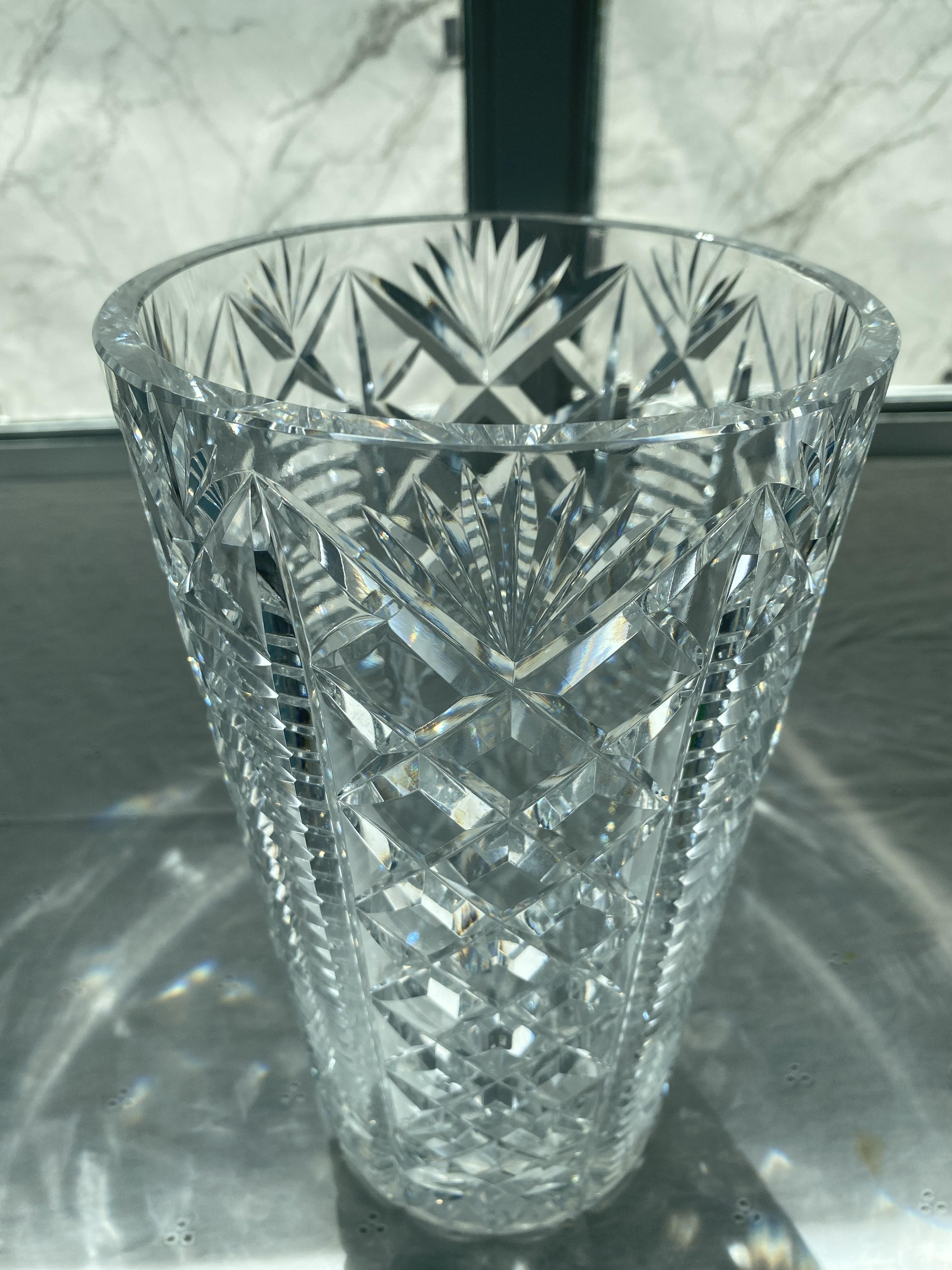 Vintage Discontinued Waterford Crystal Vase 8 "tall Pineapple & Diamond Skyshell