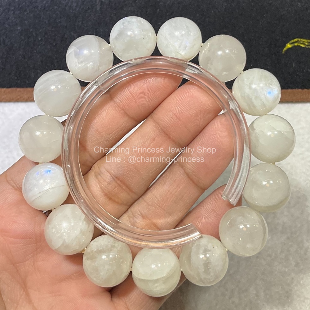 Moonstone มูนสโตน Moonstone 14 มม พลอยที่ช่วยเพิ่มพลังบวก ความแจ่มใสและรุ่งเรืองความผาสุก ความสุข และความโชคดีมาให้กับผู้สวมใส่