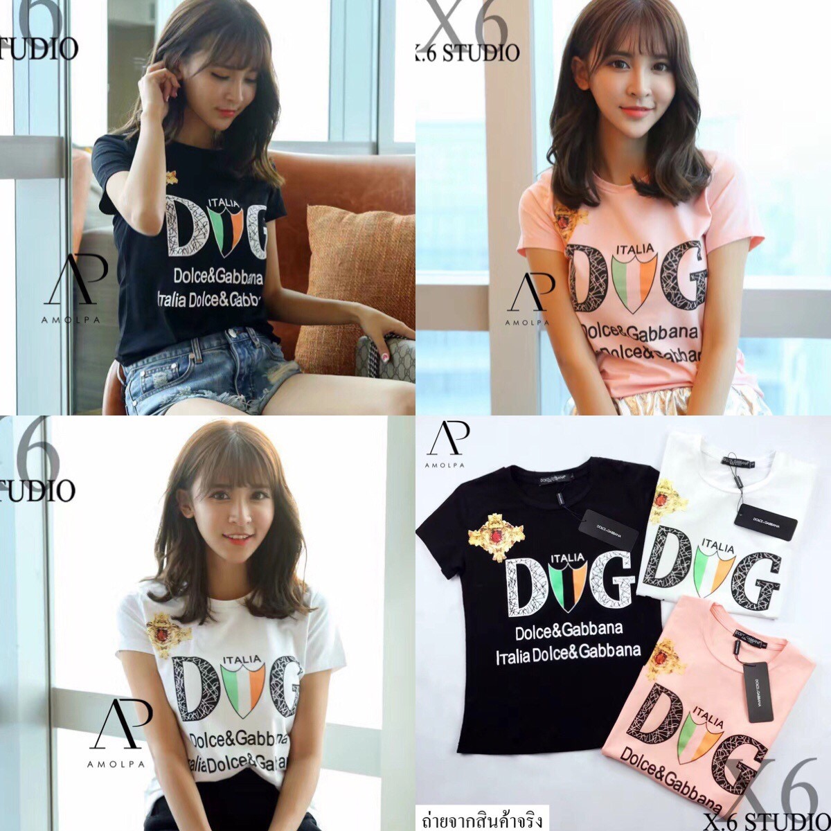 เสื้อ D&G พิมพ์ลาย D&G ITALIA โดดเด่น สีสด สวยมากๆ เอกลักษณ์ของแบรนด์ D&G น่ารักมากๆค่ะ เนื้อผ้านิ่มอย่างดี