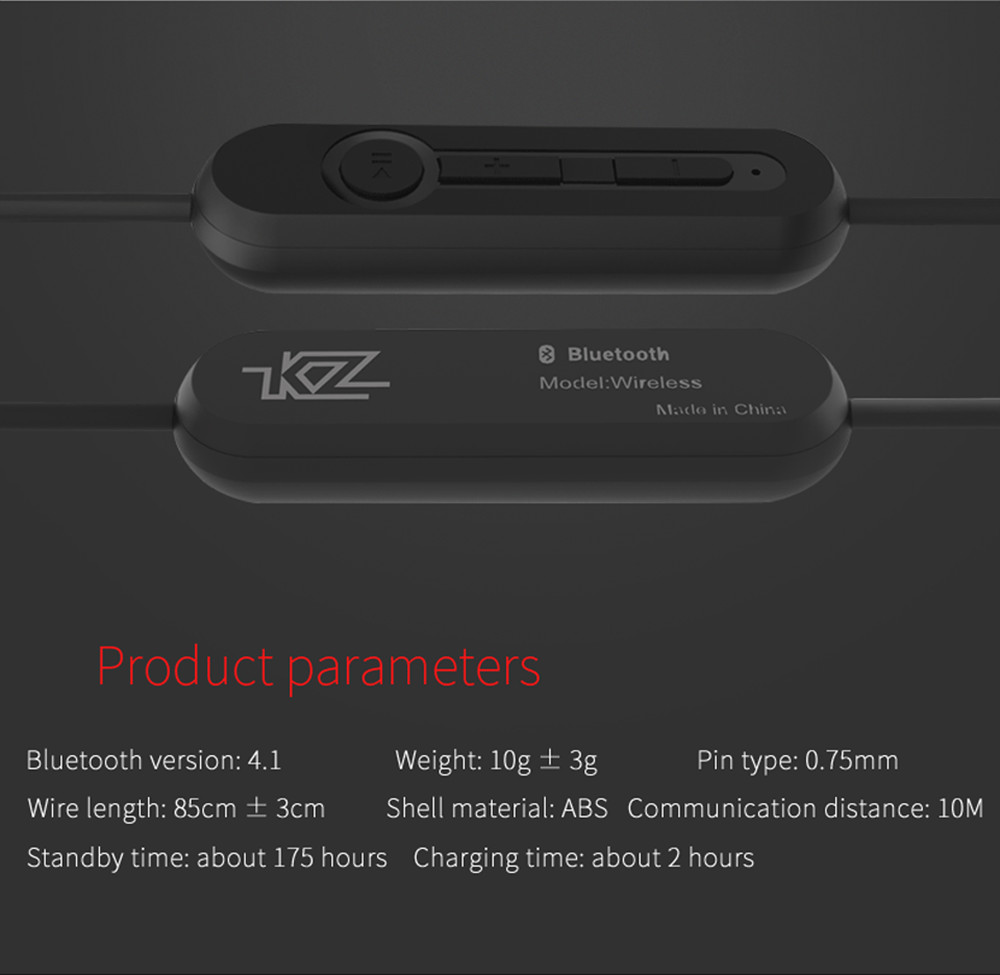 ขายสายหูฟัง KZ Bluetooth สำหรับหูฟัง KZ ZST/ED12/ES3/ZSR , ZS3/ZS5 รองรับ Bluetooth 4.1,ใช้รับสาย,เปลี่ยนเพลง,เพิ่มระดับเสียงได้