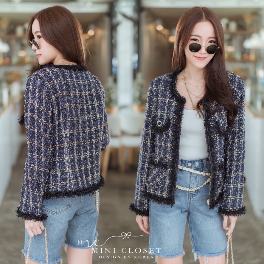 เสื้อคลุมผ้าทวีตสไตล์เกาหลี