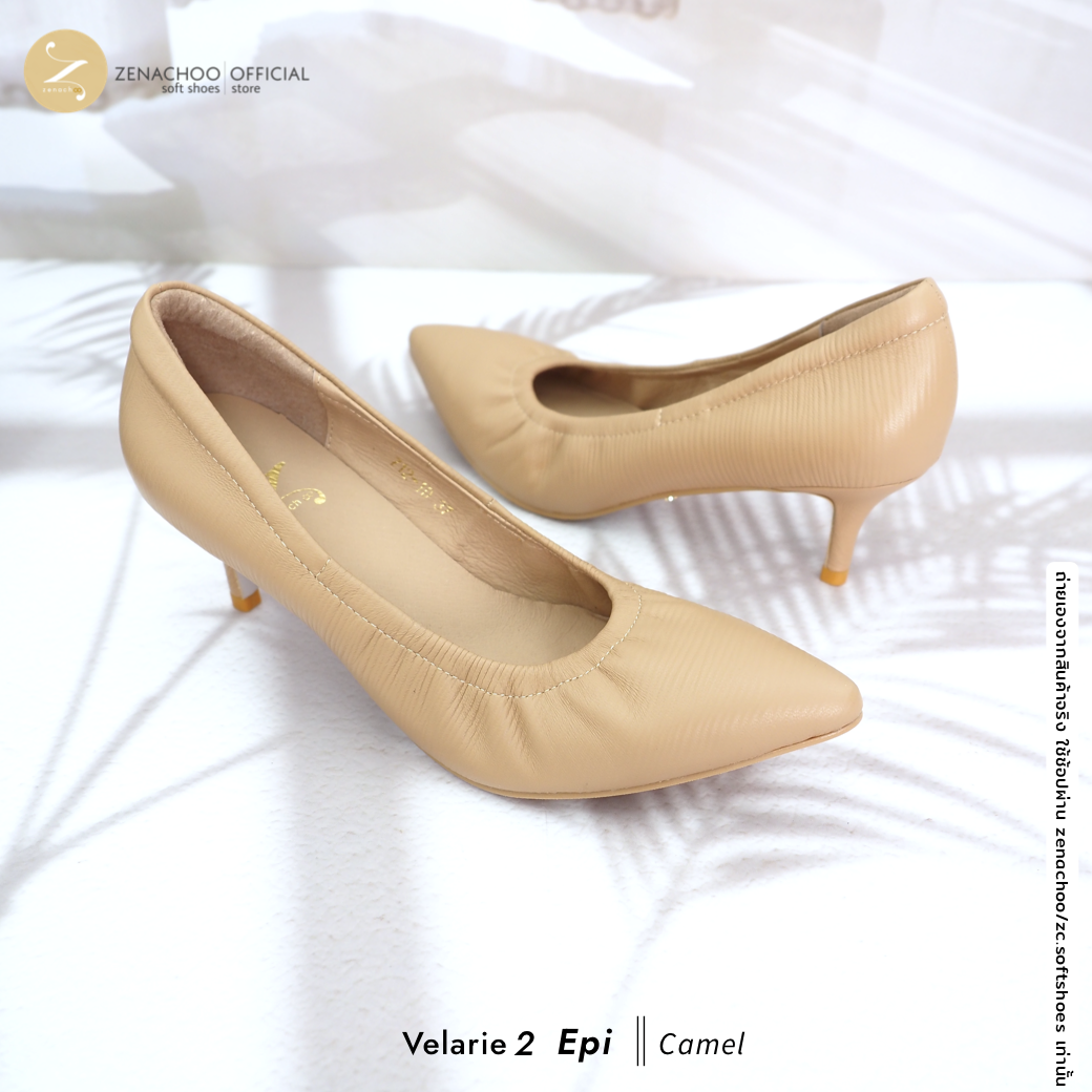 ทรงปกติ เปลี่ยนไซส์ได้-ไม่รับคืน รุ่นขายดี Zenachoo Velarie Epi หนังแกะลายไม้ สูง 2 นิ้ว และ 3 นิ้ว รองเท้าหนังแกะแท้ หัวแหลมหน้ากว้าง