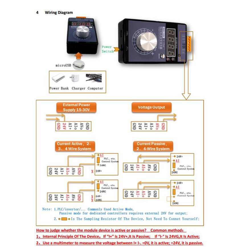 ตัวสร้างสัญญาณ 0-4-22mA และ 0-5-10v Signal Generator Adjustable Current Voltage