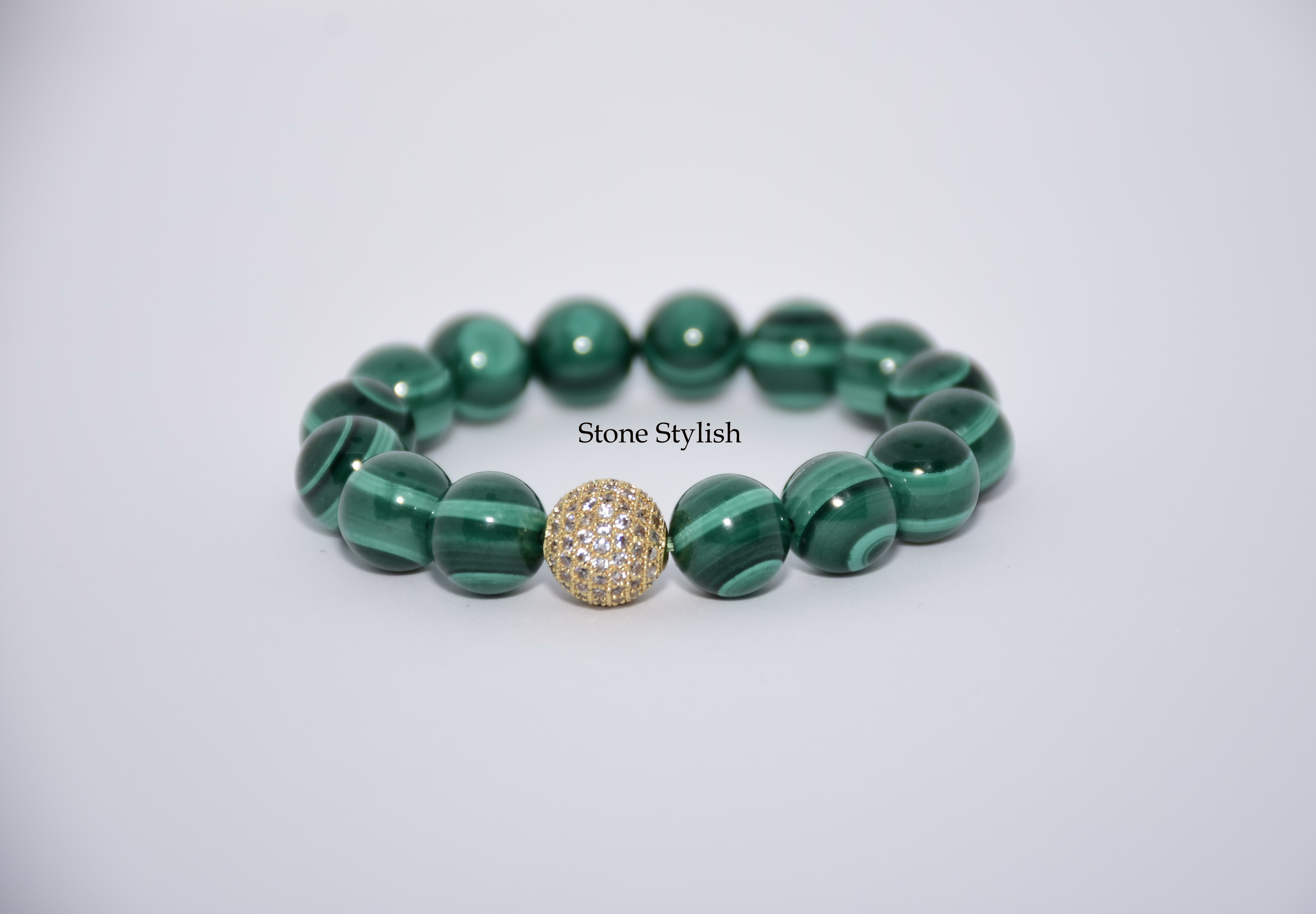 สร้อยข้อมือหินมาลาไคท์ Malachite ขนาด 10 มิล