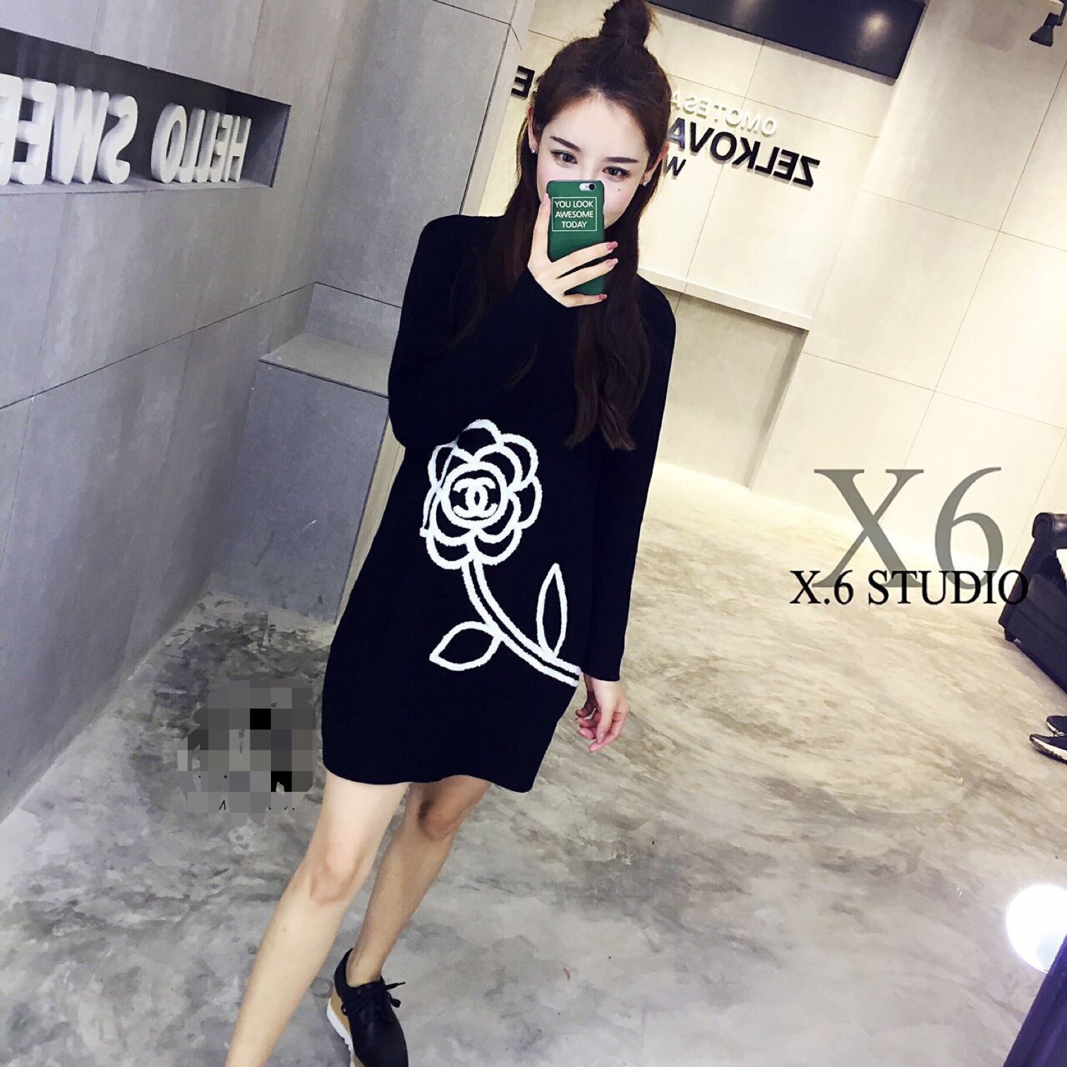 Recommended!! Dress ผ้านิตติ้งโลโก้ดอกคามิเรีย Chanel แบบใหม่ล่าส