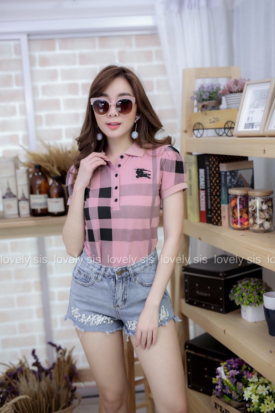 เสื้อโปโลแขนตุ๊กตา ลายแบรนด์ burberry