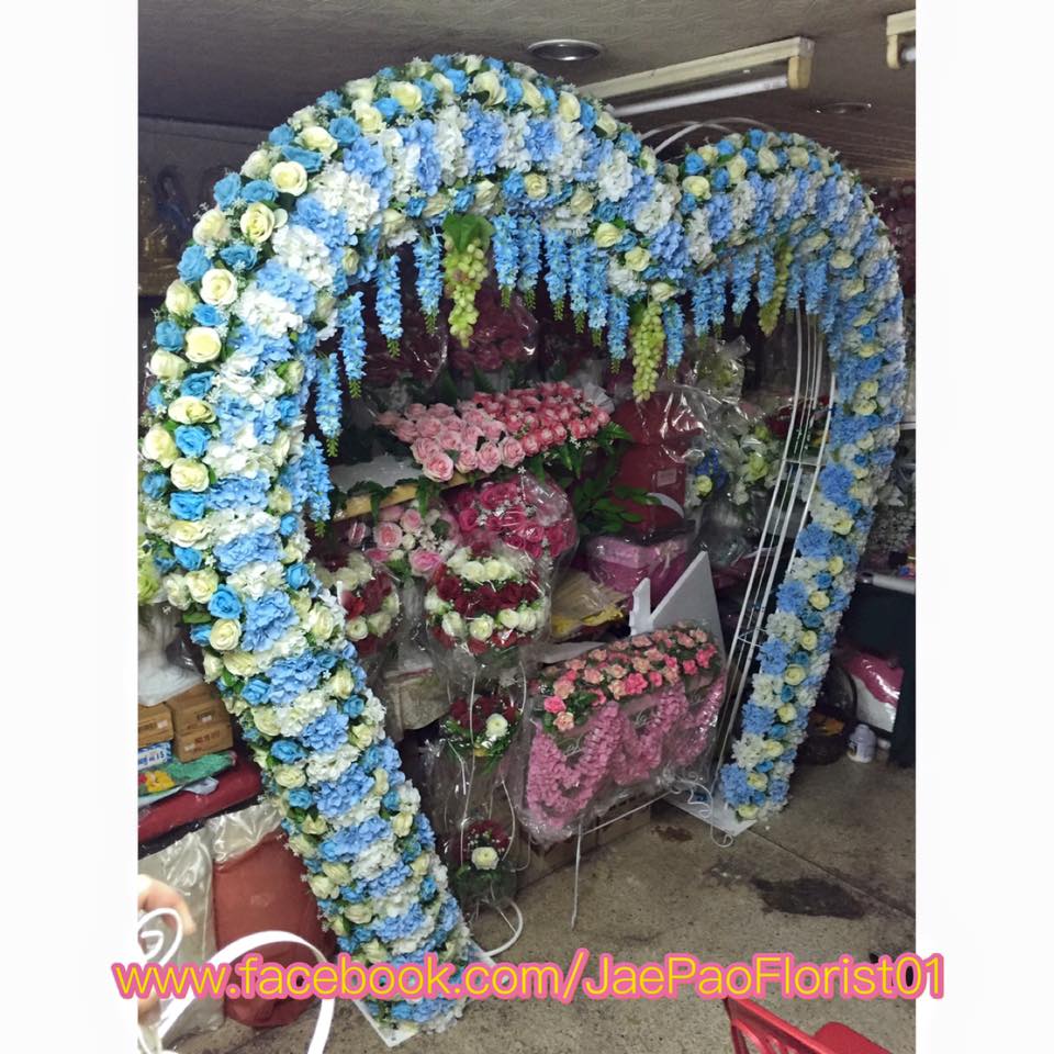 ซุ้มหัวใจ ดอกไม้แห้ง ธีมสีฟ้า