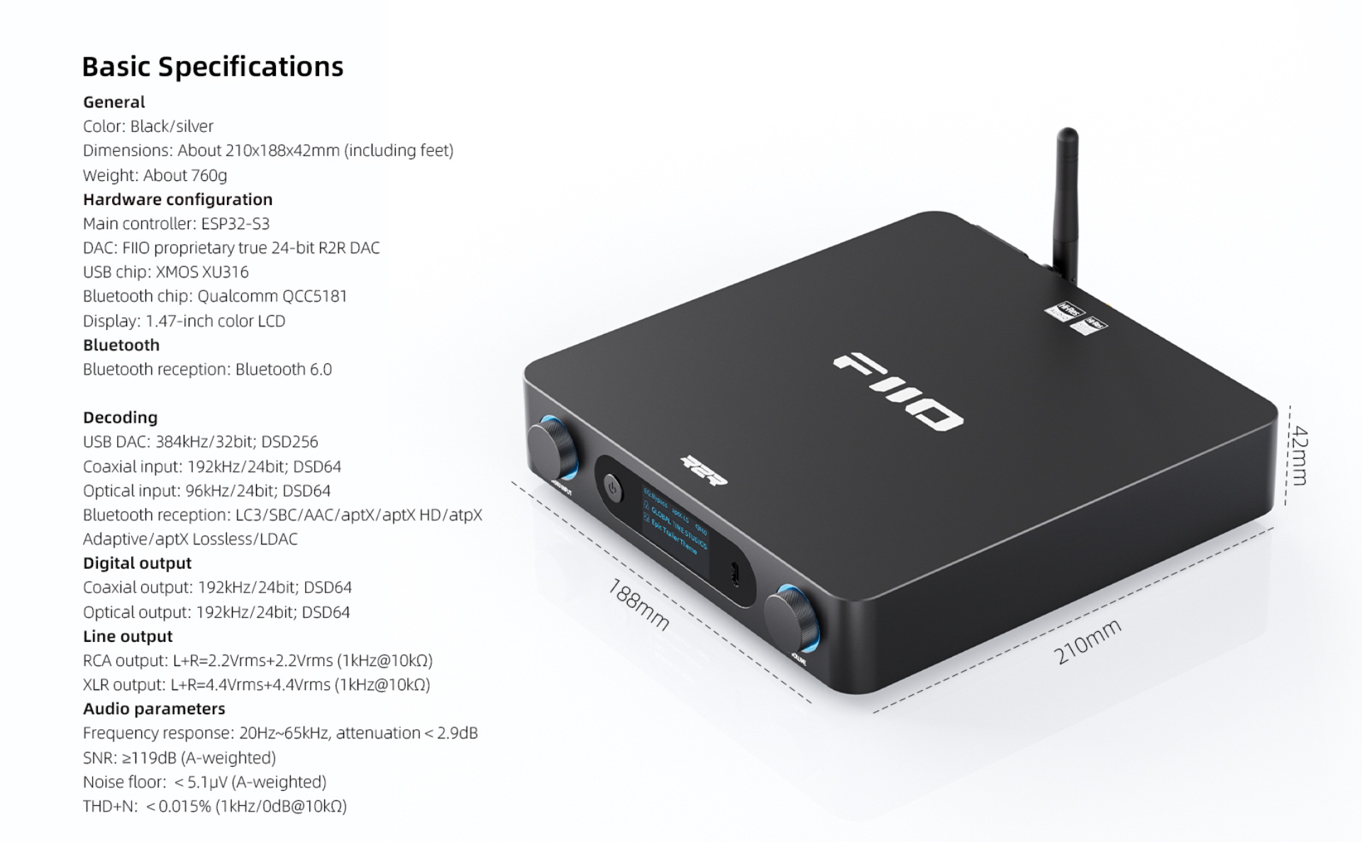 FiiO BR15 R2R เครื่องรับสัญญาณ Bluetooth 6.0 ชิป Qualcomm QCC5181 รุ่นเรือธงรองรับ Hi-Res ประกันศูนย์ไทย