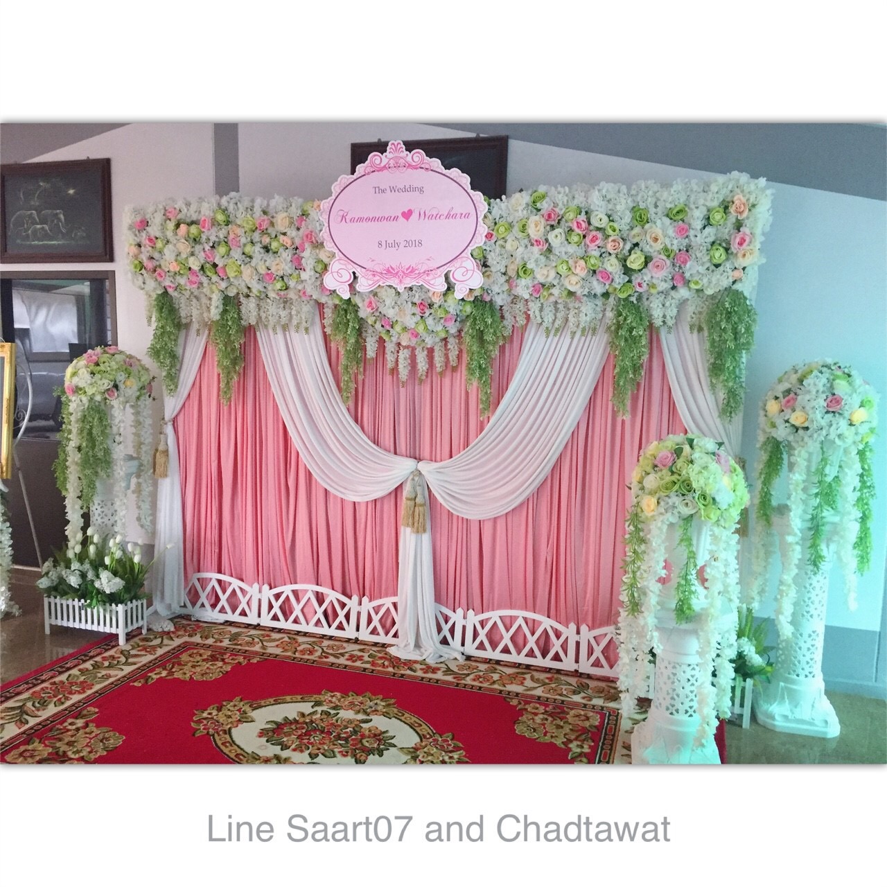 ซุ้มถ่ายภาพงานแต่ง 3 m x 2.5 m ธีมสีชมพู