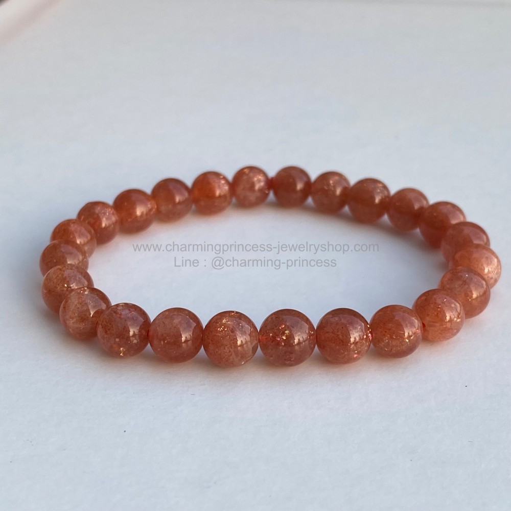 Sunstone Bead ซันสโตน สร้อยข้อมือ 8 mm