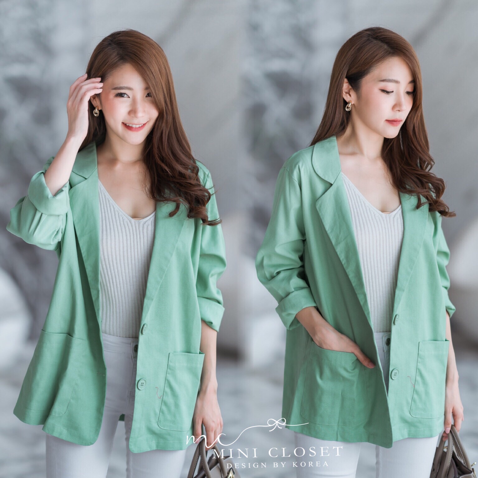 Blazer เบลเซอร์ เสื้อสูทสไตล์เกาหลี ทรงสวยผ้าลินินรีดง่าย