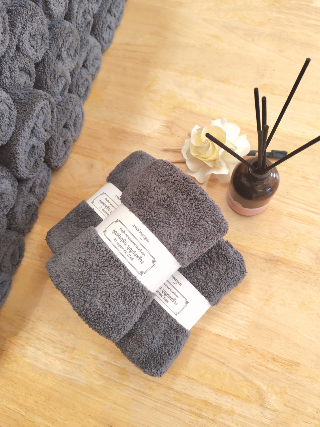 ผ้าขนหนู สีเทา (100ชิ้น)