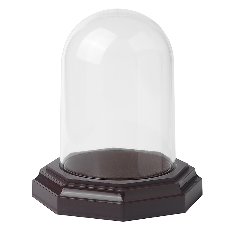 ครอบแก้ว ครอบอะคริลิค ทรงกลม ฐานสีน้ำตาล สำหรับใส่พระบูชาหน้าตัก 3 นิ้ว โมเดล หรือ ของพรีเมี่ยม