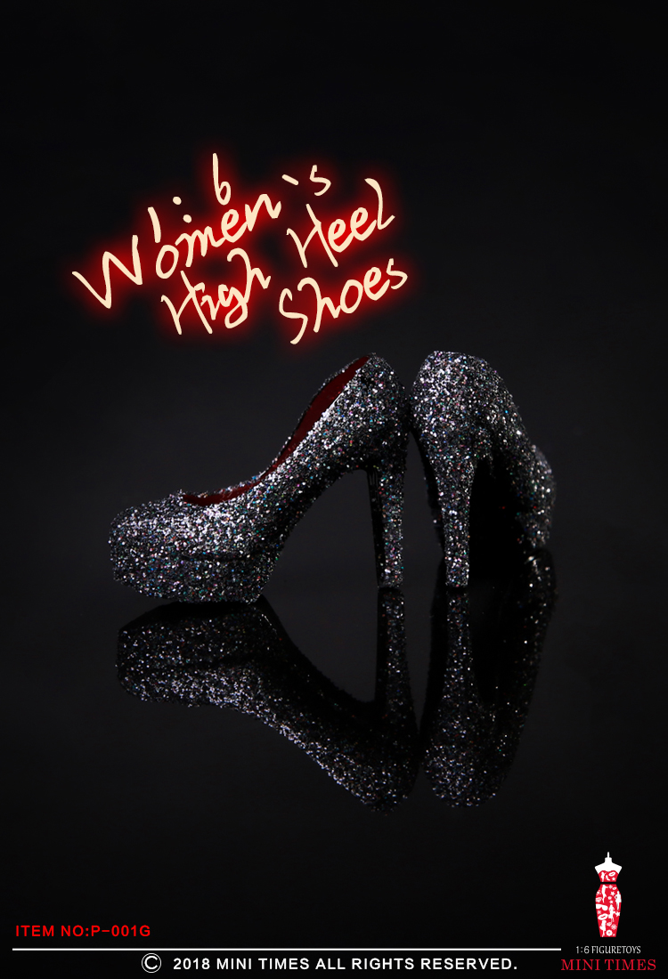 Mini Times toys P-001 Sequined gold silk crystal high heels