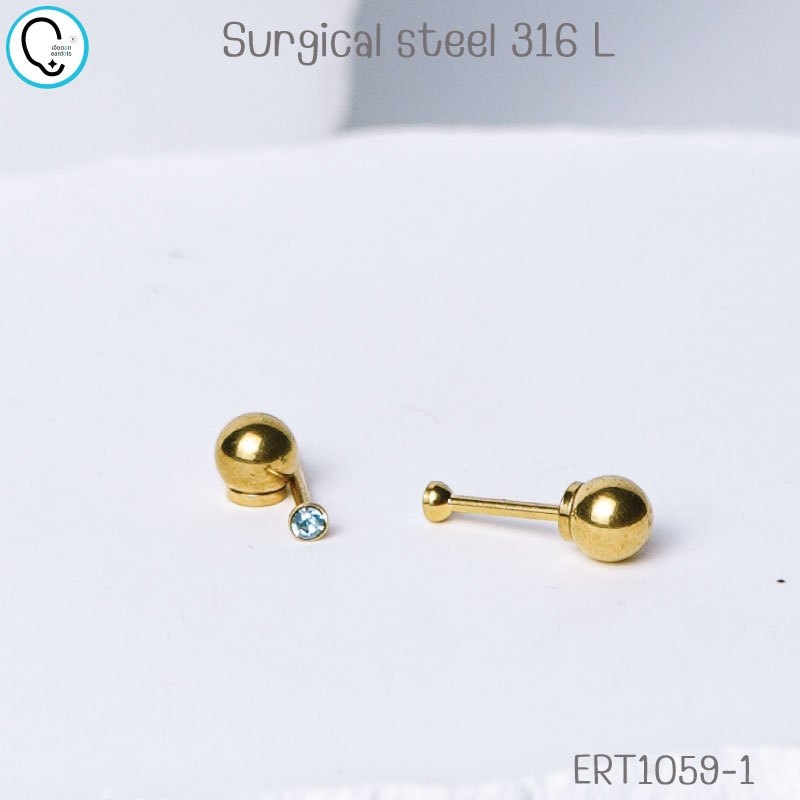 (ส่งฟรี!) “เช็คสินค้าทัก line ก่อนโอนนะคะ”ต่างหูสำหรับผิวแพ้ง่ายแป้นตัน สแตนเลสเกรดการแพทย์ CZ bezel clear ปลอดภัย100%_ERT1059