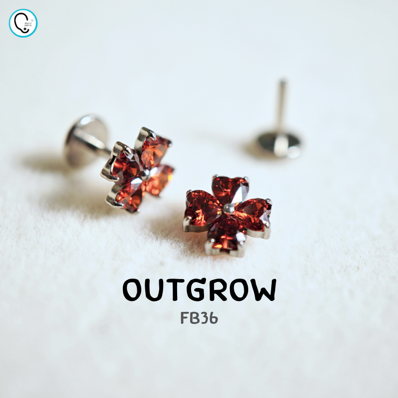 ต่างหูไทเทเนียม 100% แป้นแบนขันน็อต สำหรับผิวแพ้ง่าย ใส่สบายเรียบหลังหู รหัส FB (ราคา/ข้าง)