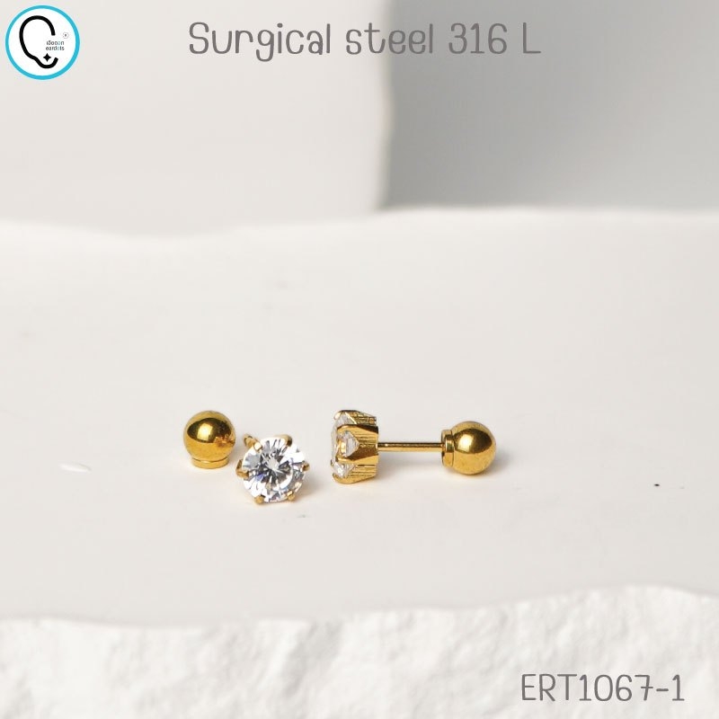 (ส่งฟรี!) “เช็คสินค้าทัก line ก่อนโอนนะคะ”ต่างหูสำหรับผิวแพ้ง่ายแป้นตัน สแตนเลสเกรดการแพทย์ CZ clear ปลอดภัย100%_ERT1067