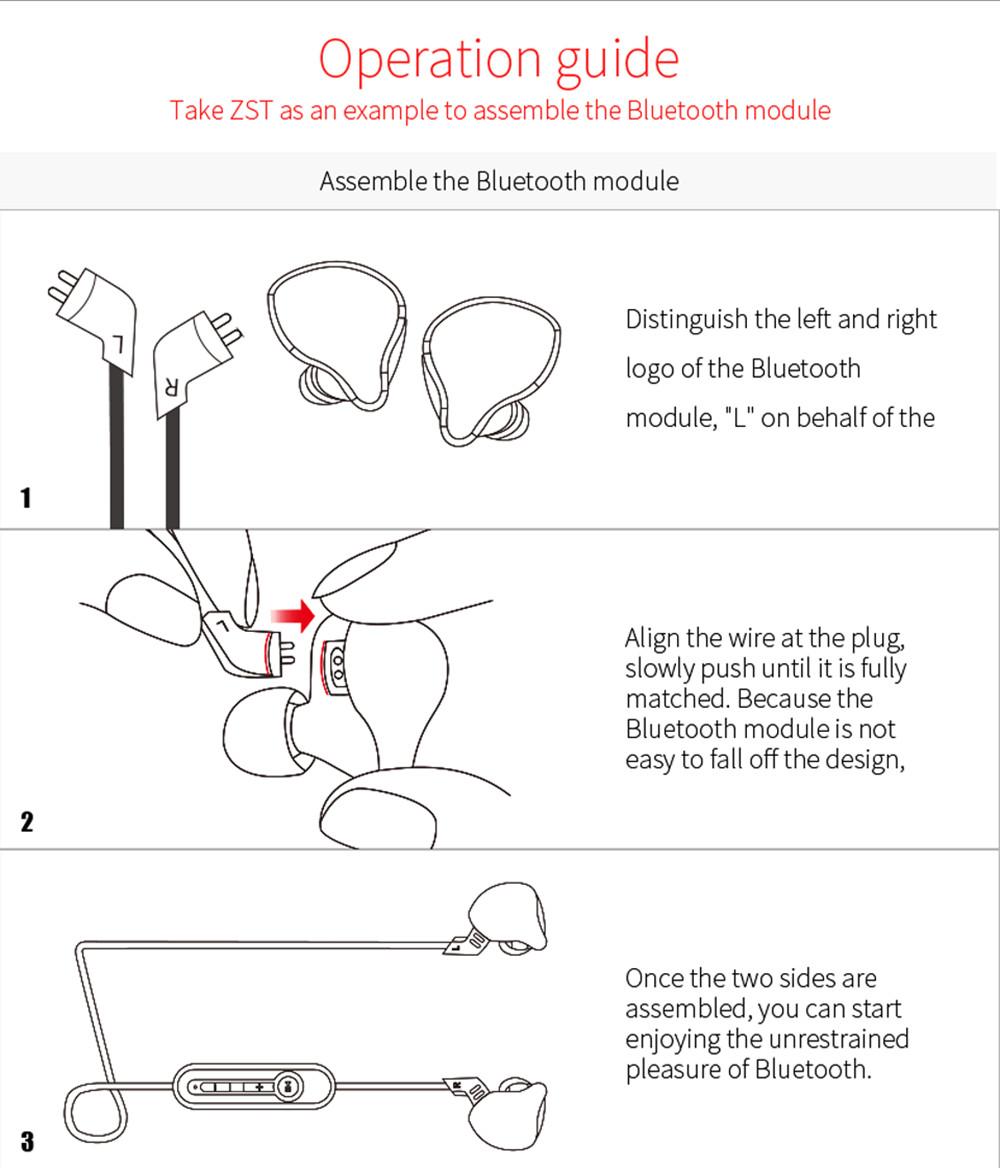 ขายสายหูฟัง KZ Bluetooth สำหรับหูฟัง KZ ZST/ED12/ES3/ZSR , ZS3/ZS5 รองรับ Bluetooth 4.1,ใช้รับสาย,เปลี่ยนเพลง,เพิ่มระดับเสียงได้