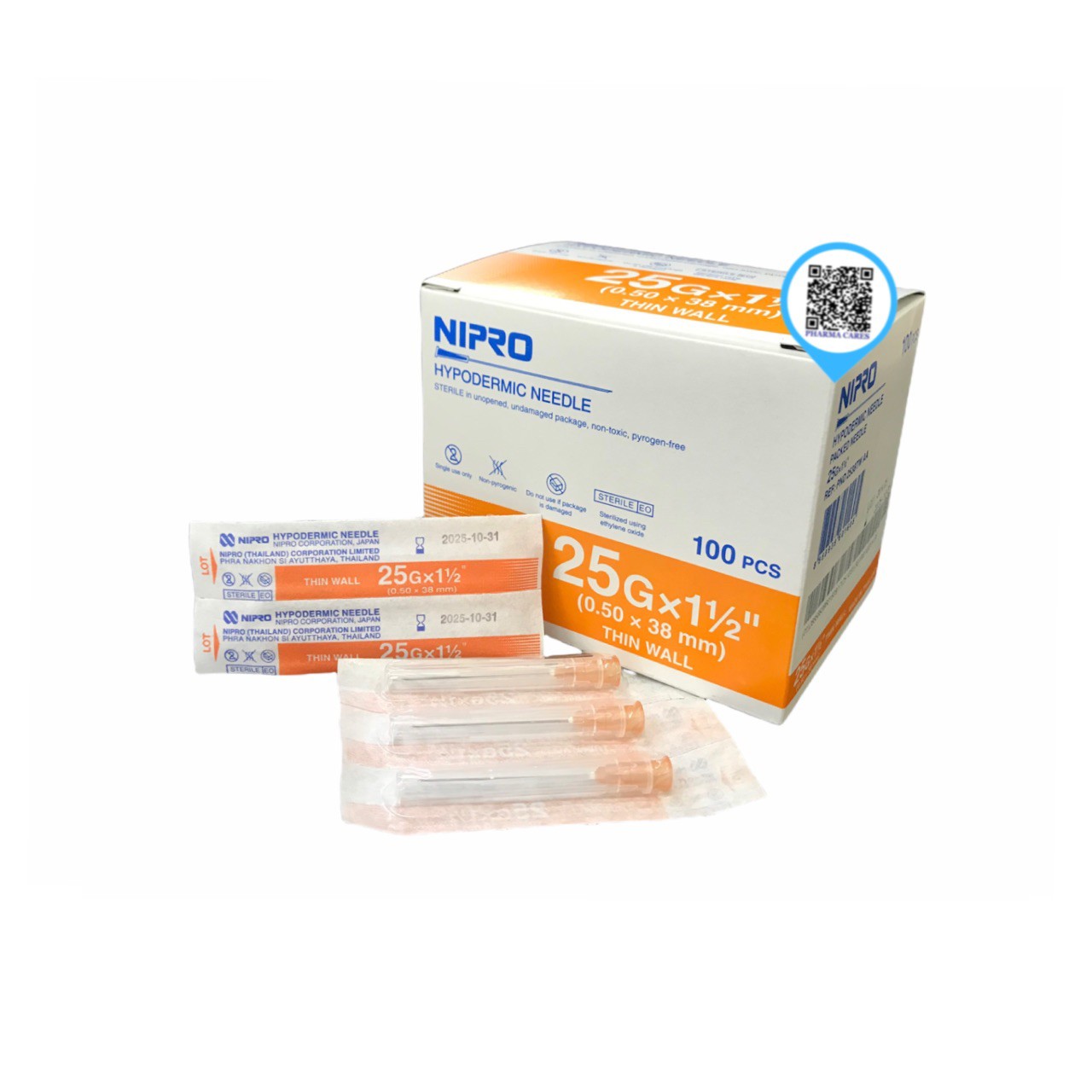 NIPRO 25GX1 1/2 นิ้ว (1กล่อง100ชิ้น) นิโปร