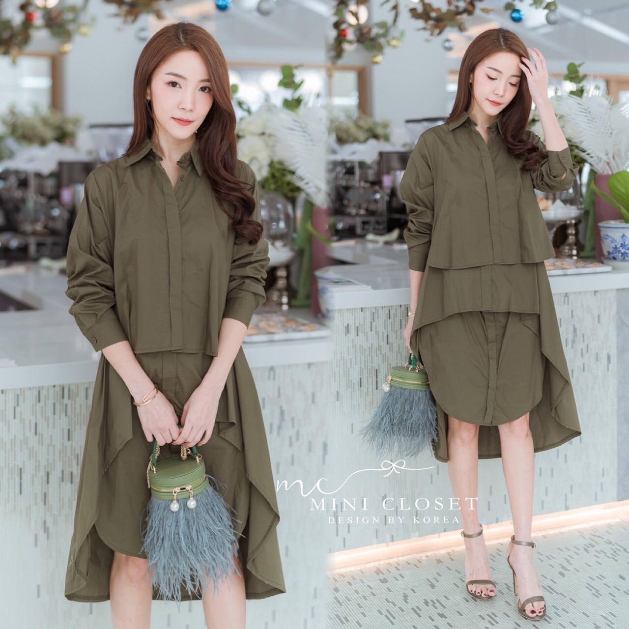 เดรสเชิ้ตแขนยาว เดรสทรงปล่อยใส่ได้ทุกโอกาส