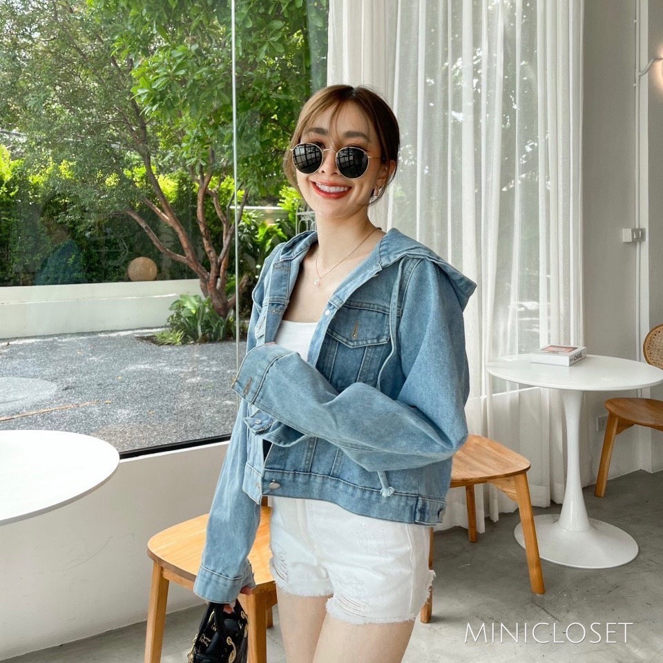 เสื้อยีนส์มีฮู้ด แจ็คเก็ตยีนส์ผู้หญิง