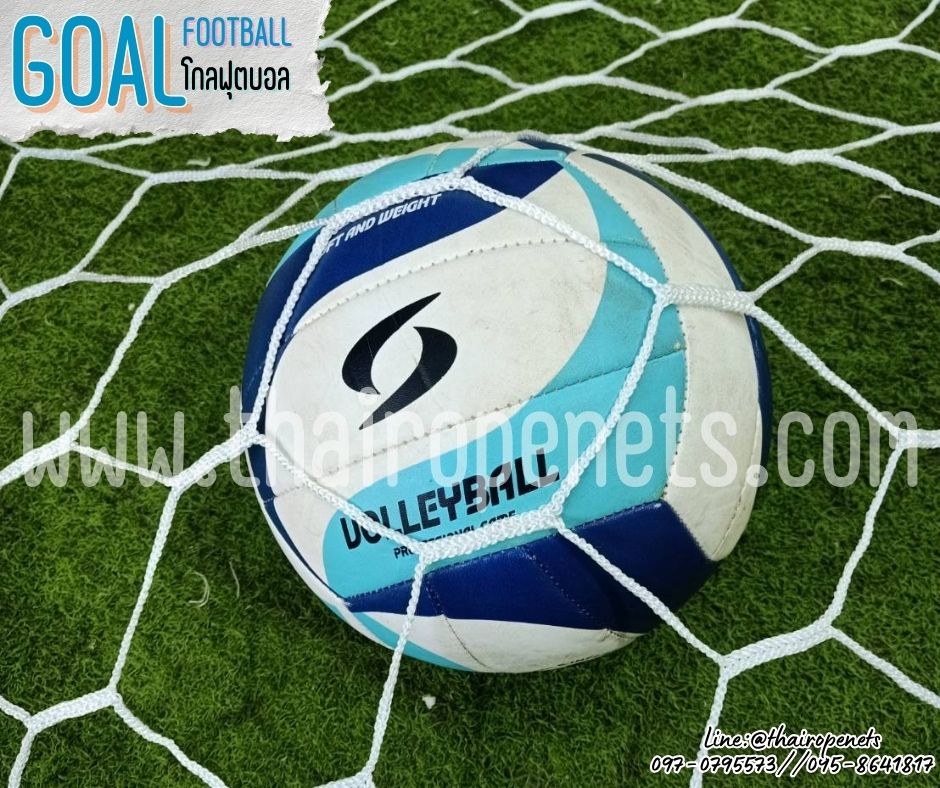 โกลฟุตบอล 7 คน Goal football โกลฟุตบอล ช่องตาข่ายหกเหลี่ยม สีขาว เชือกหนา 3 มิล ช่องตา 4x4 นิ้ว ร้อยเชือกขอบพร้อมใช้งาน ไม่รวมโครง
