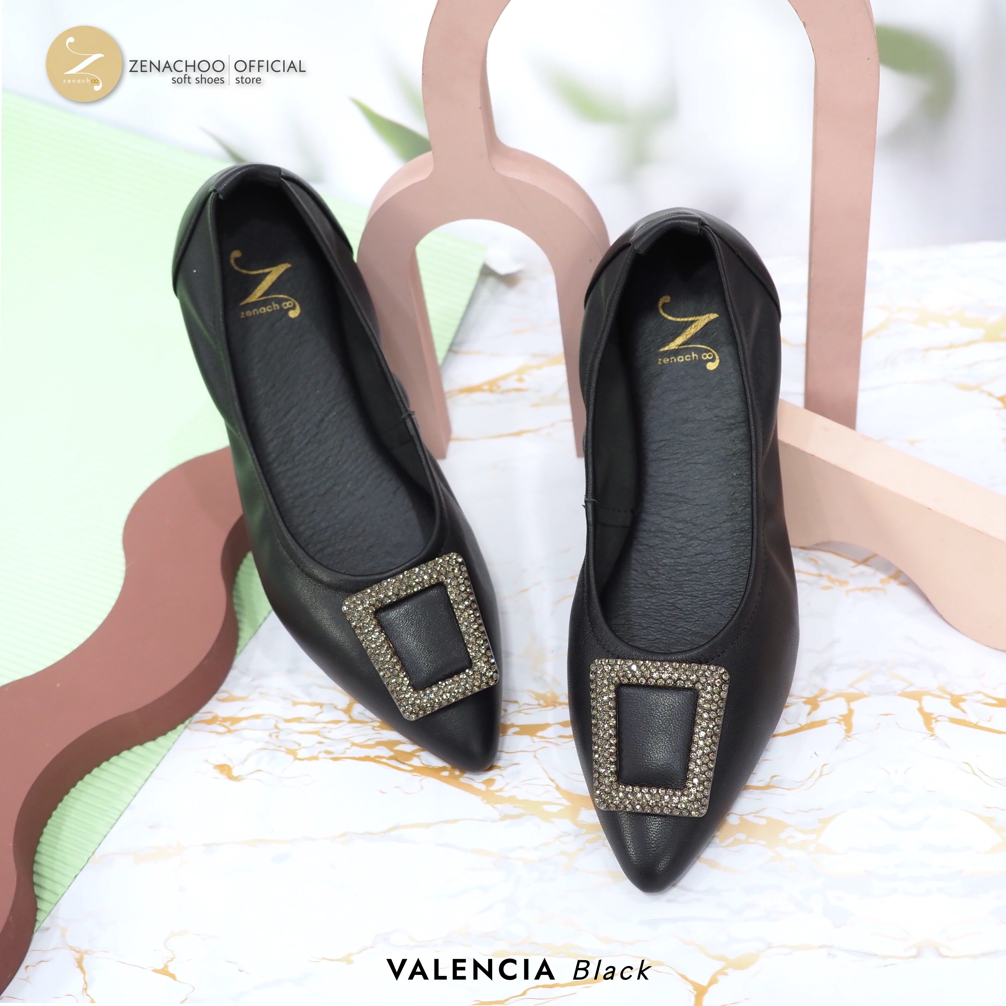 ทรงปกติ: เปลี่ยนไซส์ได้-ไม่รับคืน Zenachoo รุ่น Valencia รองเท้าหนังแกะ ส้นแบน พื้นนิ่มแบบสินค้าลดราคา ไม่รับเปลี่ยน-คืน ทุกกรณึ