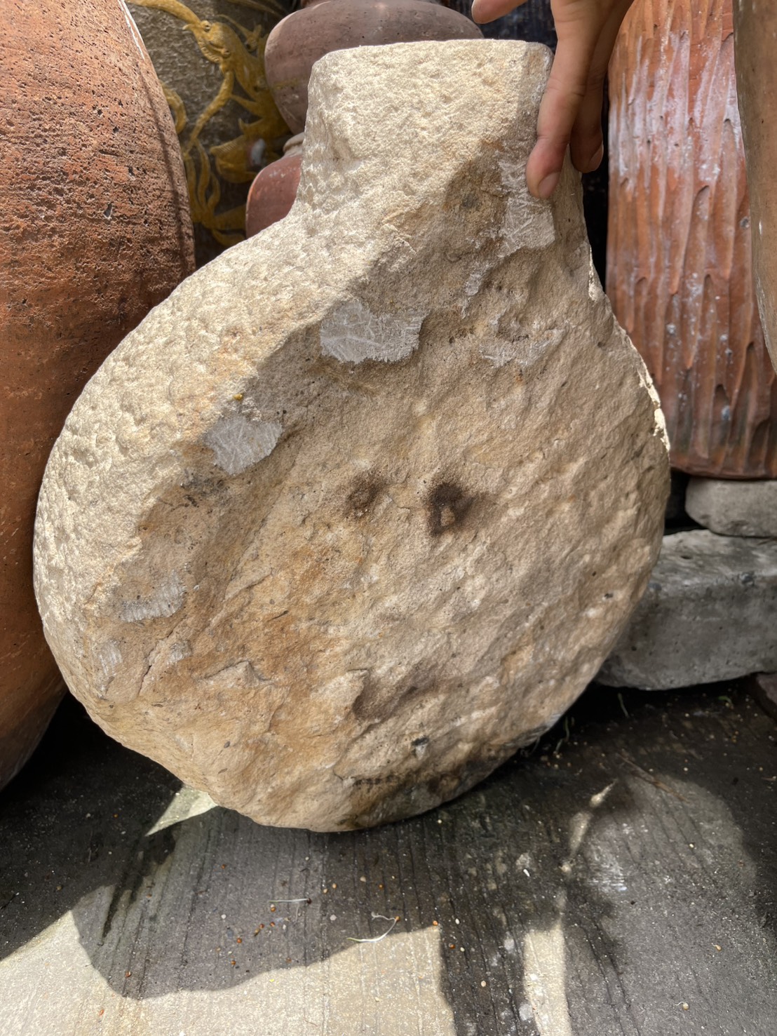 โม่แป้งโบราณ โม่หินโบราณ เครื่องบดแป้งหินแกรนิต ชุดใหญ่