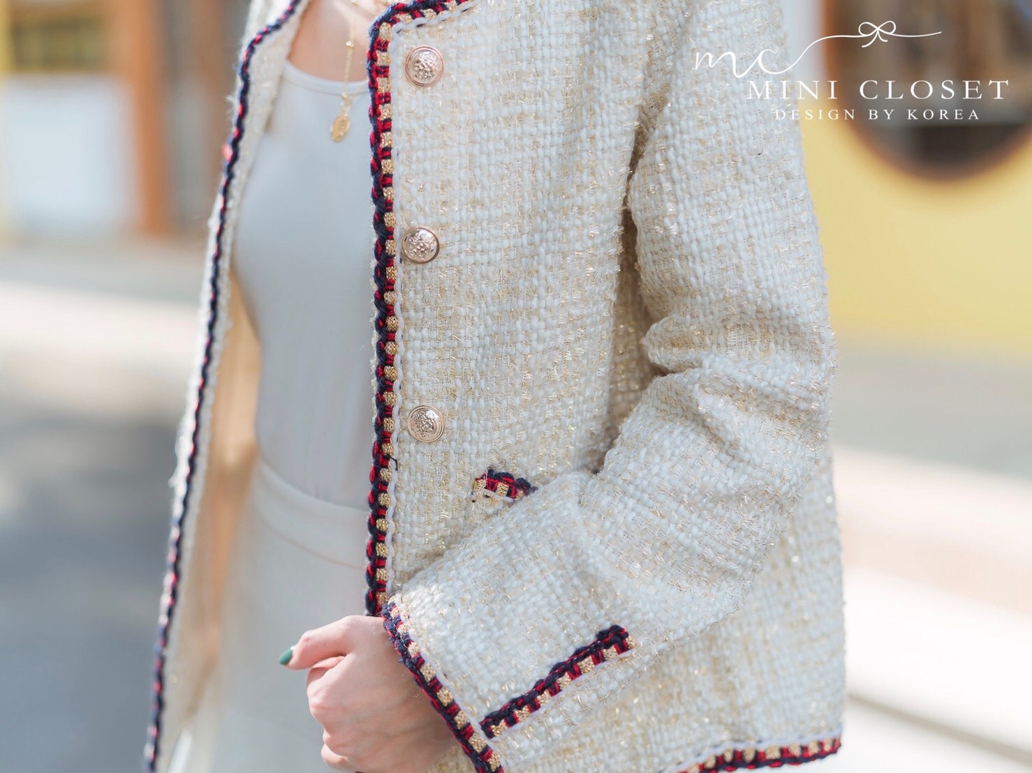 เสื้อคลุมผ้าทวีต เรียบหรูสไตล์คุณหนูเกาหลี