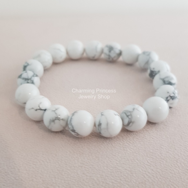 Howlite ฮาวไลท์ 10 มม หินใจเย็น