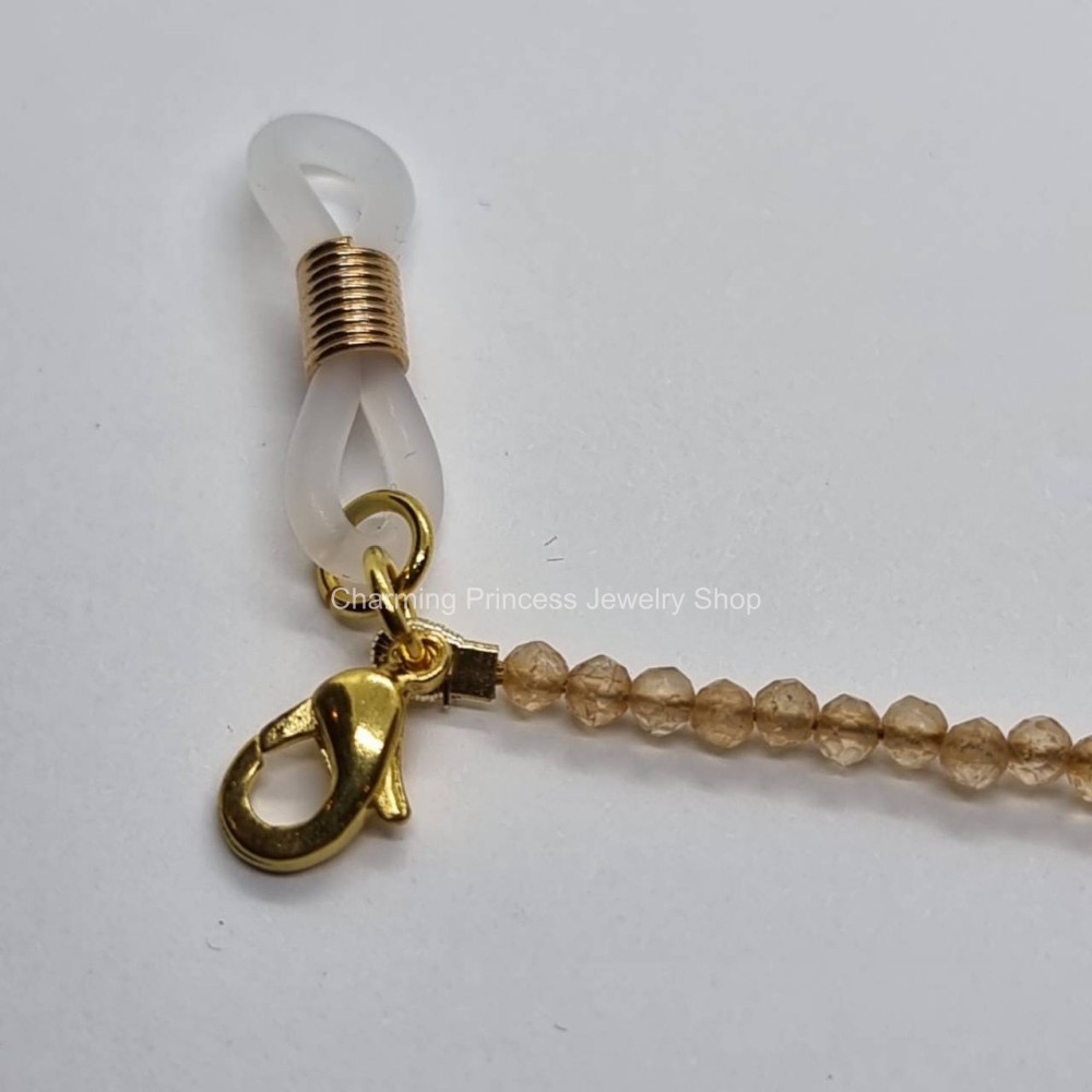 สายคล้องแมส สายคล้องแว่นตา หินนำโชค Citrine ซิทริน ชุดหัวนะโมเสาร์ห้า รุ่นรวยแล้วรวยอีก สร้อยคล้องแมส ( 4in1 ) สายคล้อง mask สายคล้องแว่น สร้อยคอหินนำโชค และยังเป็นเครื่องรางได้อีกด้วย