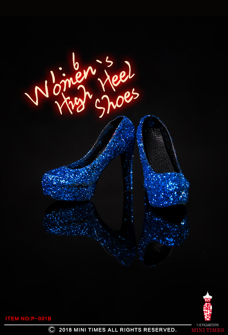 Mini Times toys P-001 Sequined gold silk crystal high heels