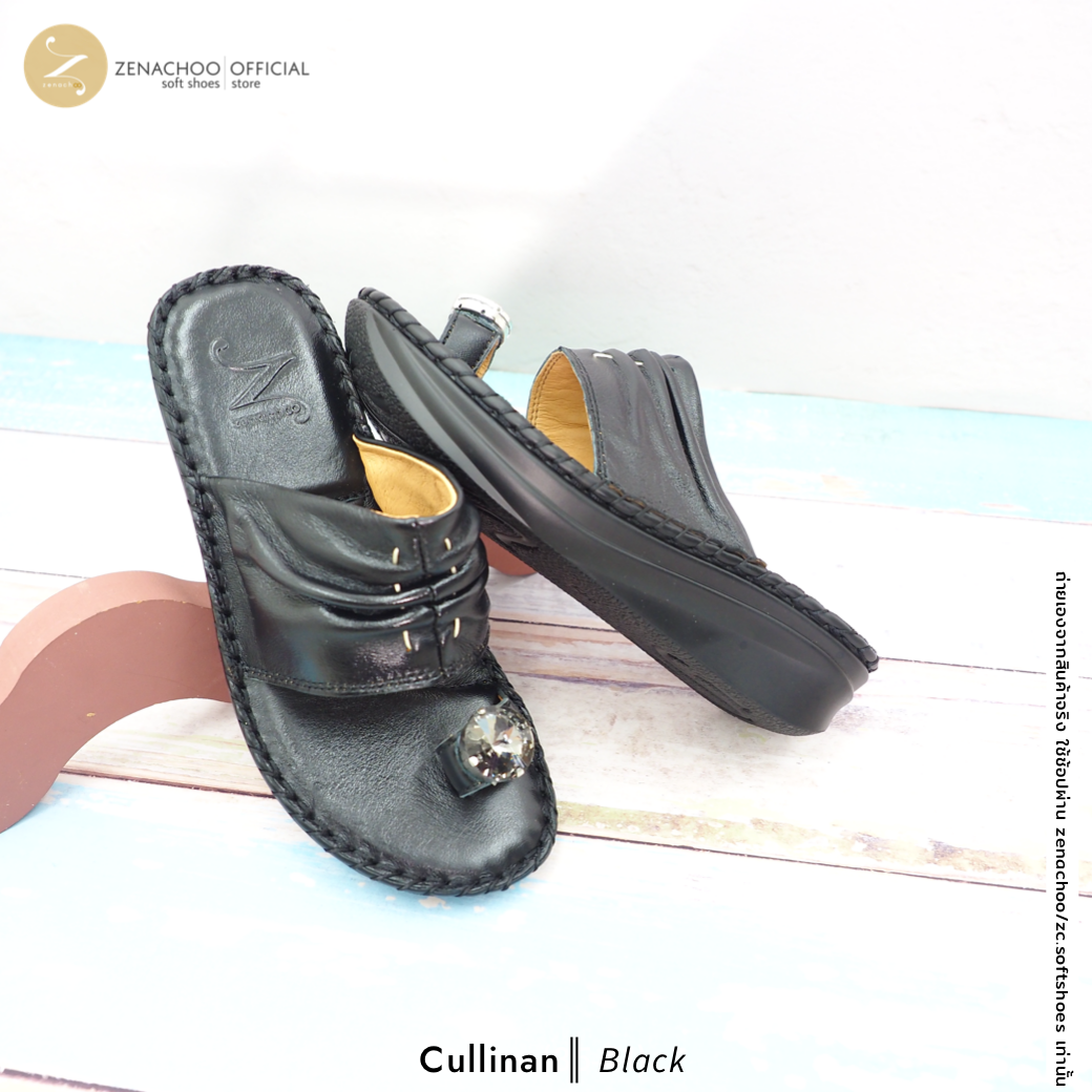 ZENACHOO รองเท้าสุขภาพผู้หญิง รุ่น Cullinan แบบสวมนิ้วโป้ง หนังนิ่ม พื้นนุ่ม ใส่สบาย สูง 1.5 นิ้ว ทรงปกติ