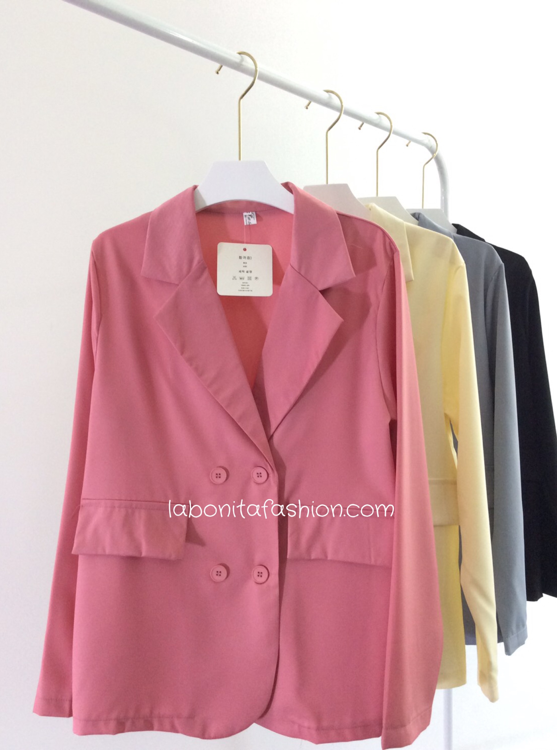 เสื้อสูททรงหลวมสไตล์เกาหลี ผ้าลื่นรีดง่าย