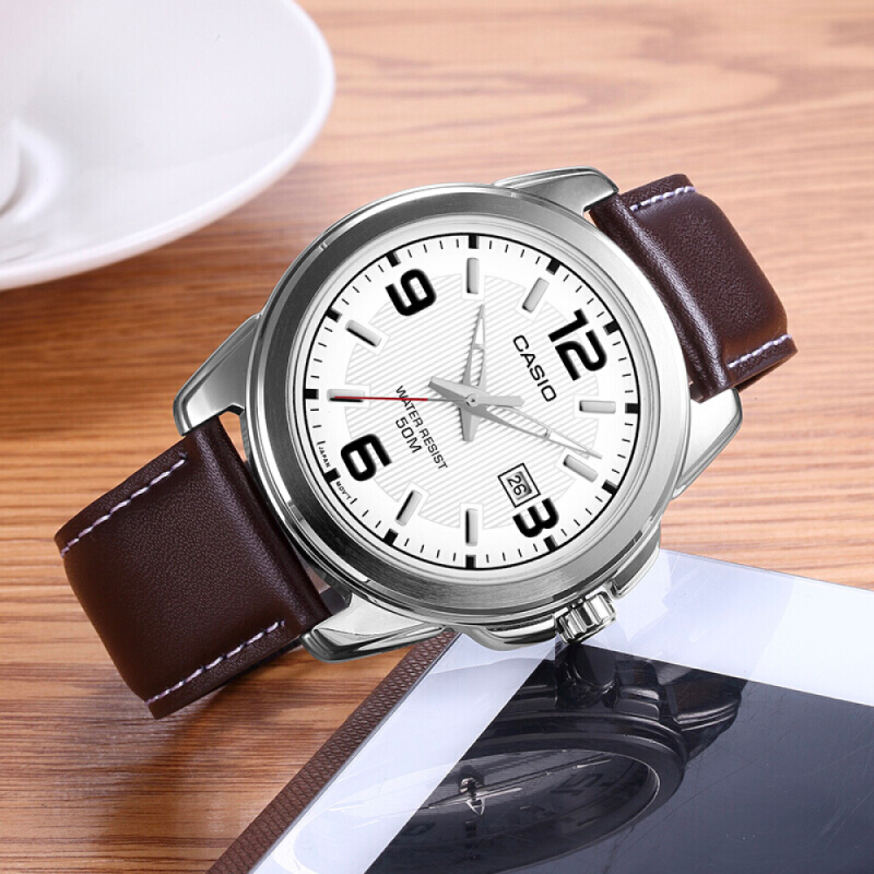 Casio นาฬิกาข้อมือผู้ชาย สีน้ำตาล สายหนัง รุ่น MTP-1314L Series MTP-1314L-7A MTP-1314L-8A