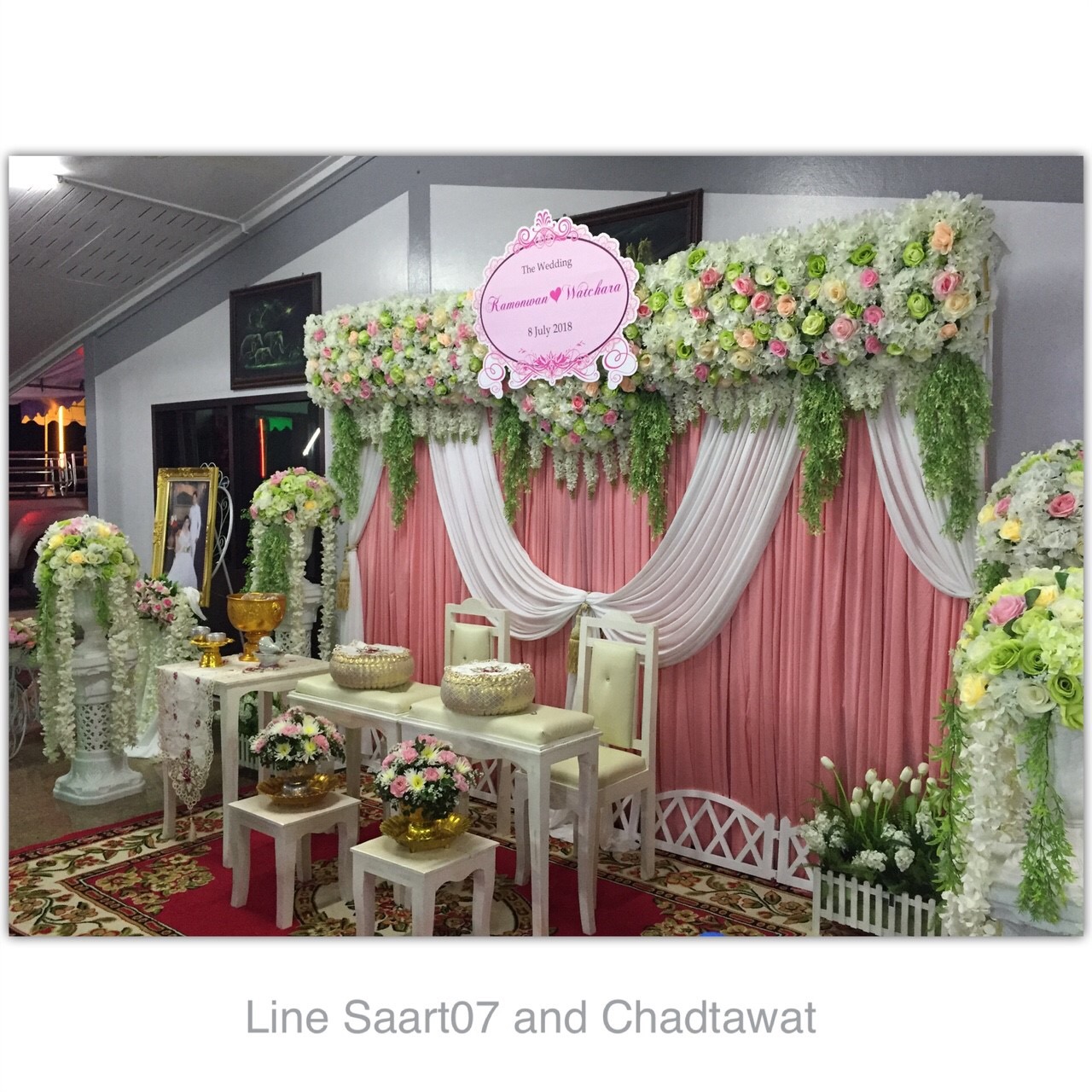 ฉากรดน้ำสังข์ 3 m x 2.5 m ธีมชมพู
